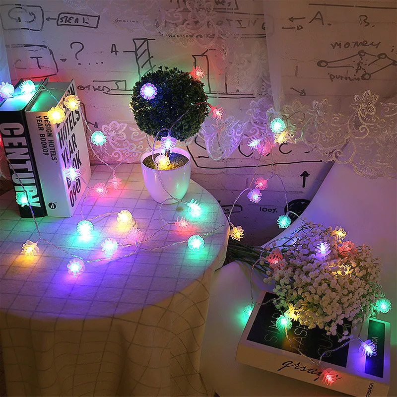 Pine cone LED Fairy String Lights 2M/5M/10M Battery Operated Christmas Garland light for Holiday Wedding Party Home Decorative | Лампы и