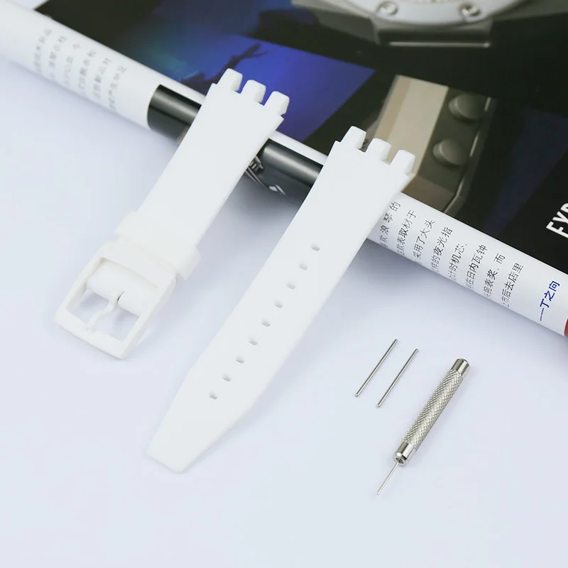 Аксессуары для часов резиновый ремешок для Swatch SVGK403 SVGK406SVGK409 402 мужской и женский спортивный водонепроницаемый силиконовый ремешок - Цвет ремешка: white