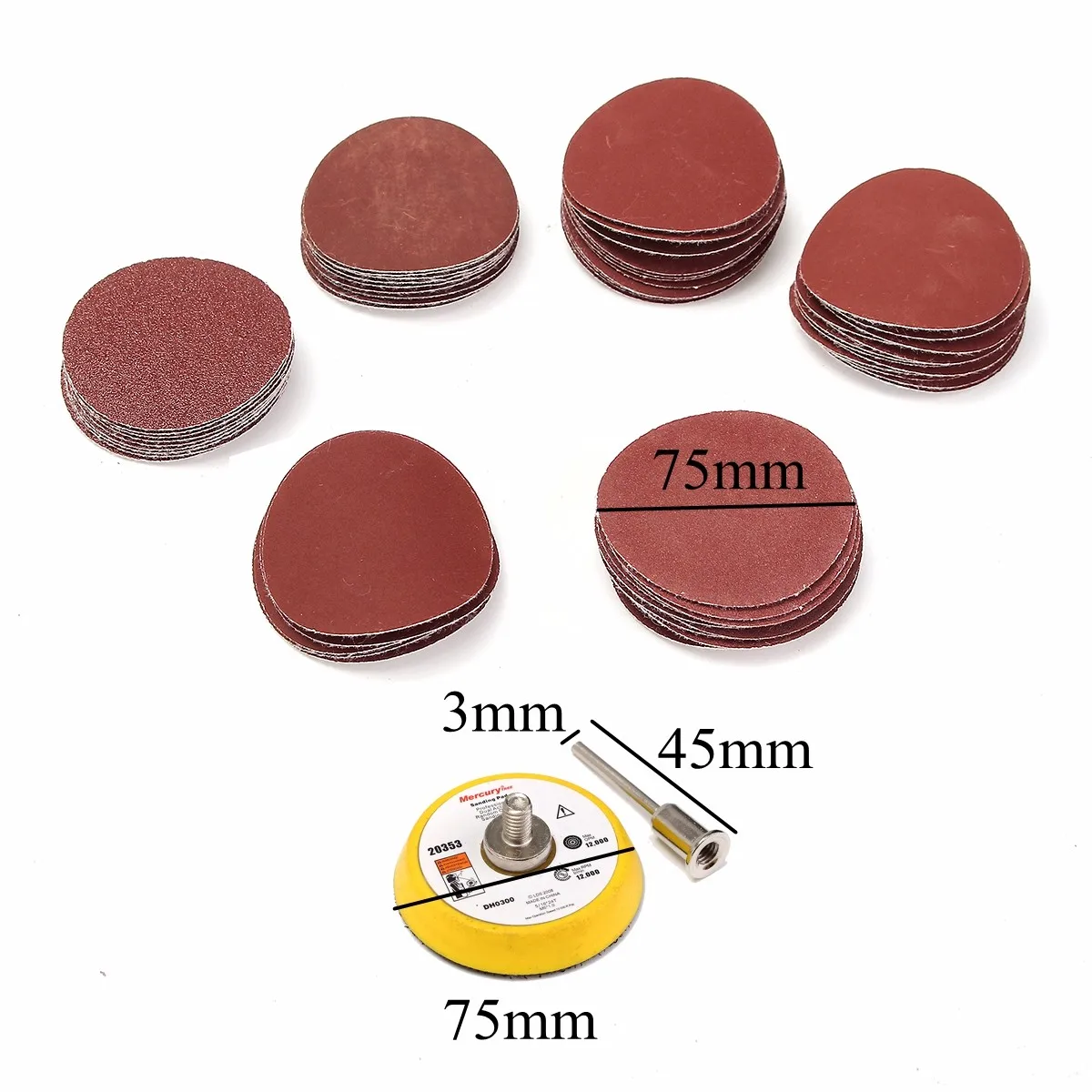 

Sanding Pad 3" 75mm Shank Ho Loop 1/4Inch + 60Pcs Flocking Sandpaper Kit Abrasives Polishing Sanding Discs