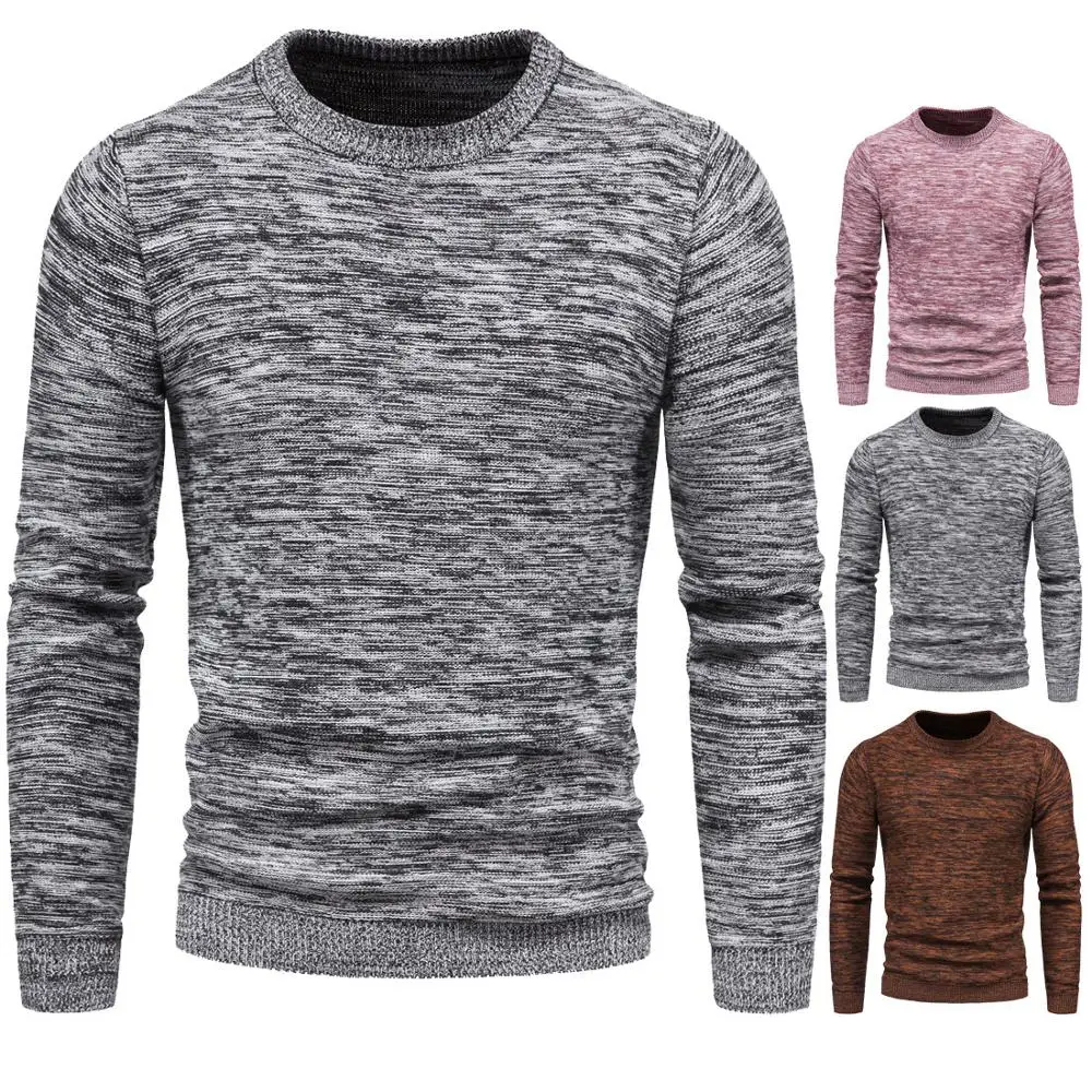 

Для мужчин, корейская мода, стильные винтажные смешанные Цвет хлопковый свитер с ворсом на внутренней стороне пуловеры Мужская зимняя с О-о...