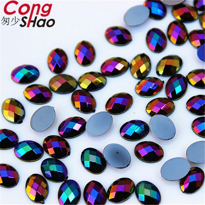 100pcs 6*8mm Oval 3D Nail Art Stones flatback AB crystals Acrylic Rhinestone trim phone DIY not hotfix Face Decoration WC467 | Дом и сад