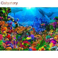gatyztory 60x75cm paint by numbers seabed animals diy oil painting by numbers on canvas frameless painting home decor