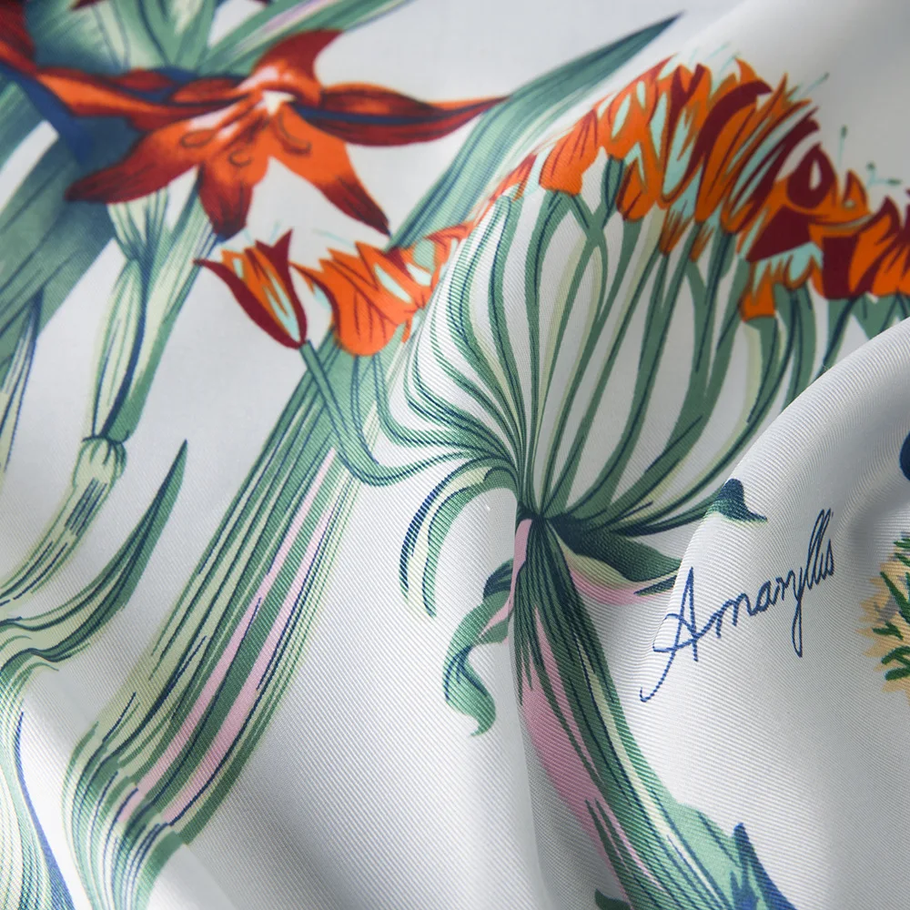 

130cm*130cm High Quality Luxury Brand Large Square Scarves Twill Shawls Hanako Flower Print Silk Scarf For Women Headband