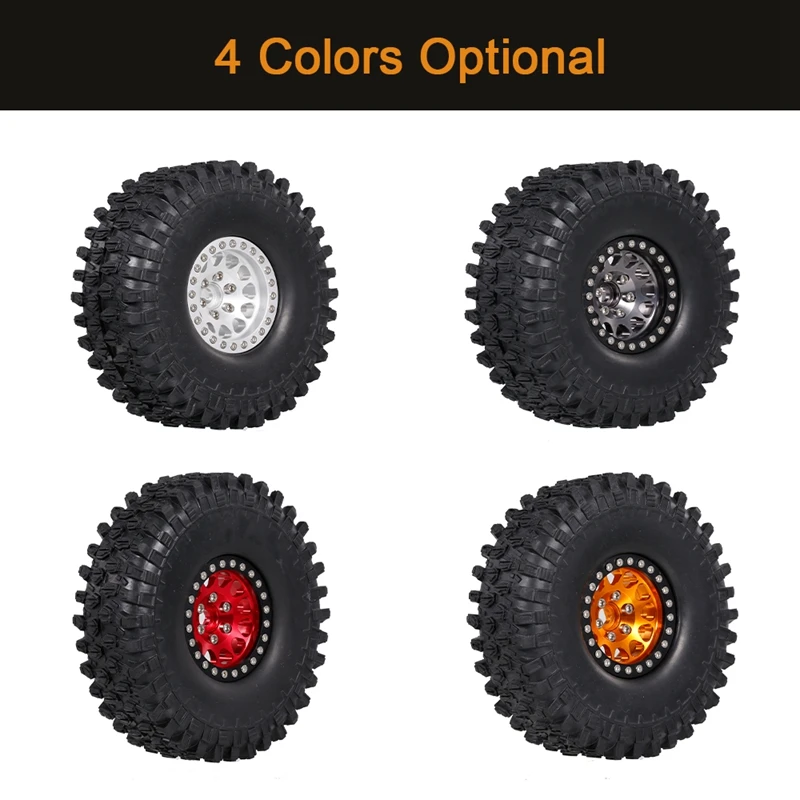 

4PCS Metal 1.9 Beadlock Wheel Rim Tires Set for 1/10 RC Crawler Car Axial SCX10 90047 SCX10 III AXI03007