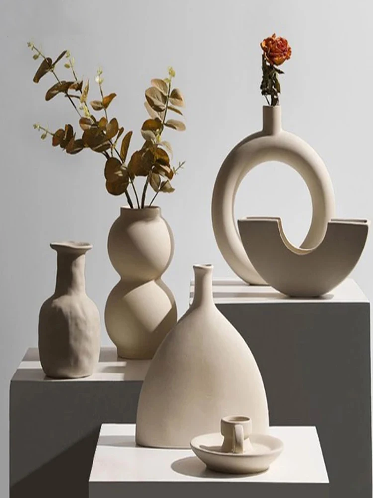 

Flower Arrangement Flower Vase Nordic Minimalist Luxury Ceramic Vase Home Decoration Accessories Living Room Vases Decoration