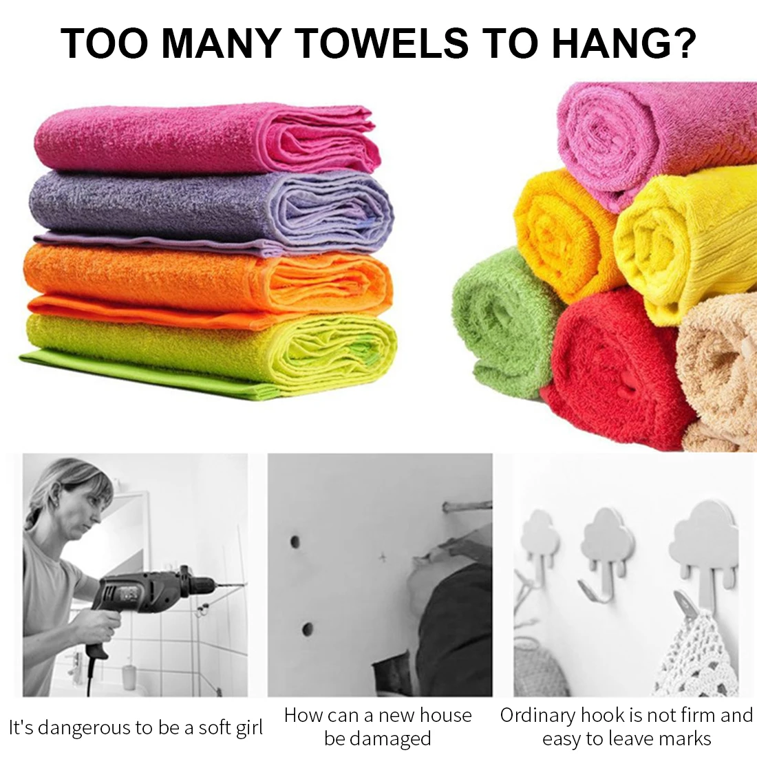 

2 Size Towel Racks Over Kitchen Cabinet Door Towel Rack Bar Hanging Holder Bathroom Shelf Rack Home Organizer Long Wall Hook