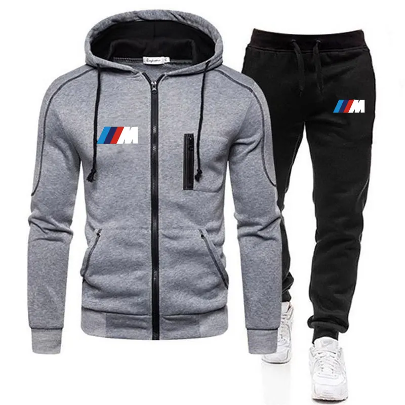 

Новые мужские футбольные комплекты BMW M, толстовка на молнии и штаны, повседневный спортивный костюм из двух предметов, мужская спортивная о...