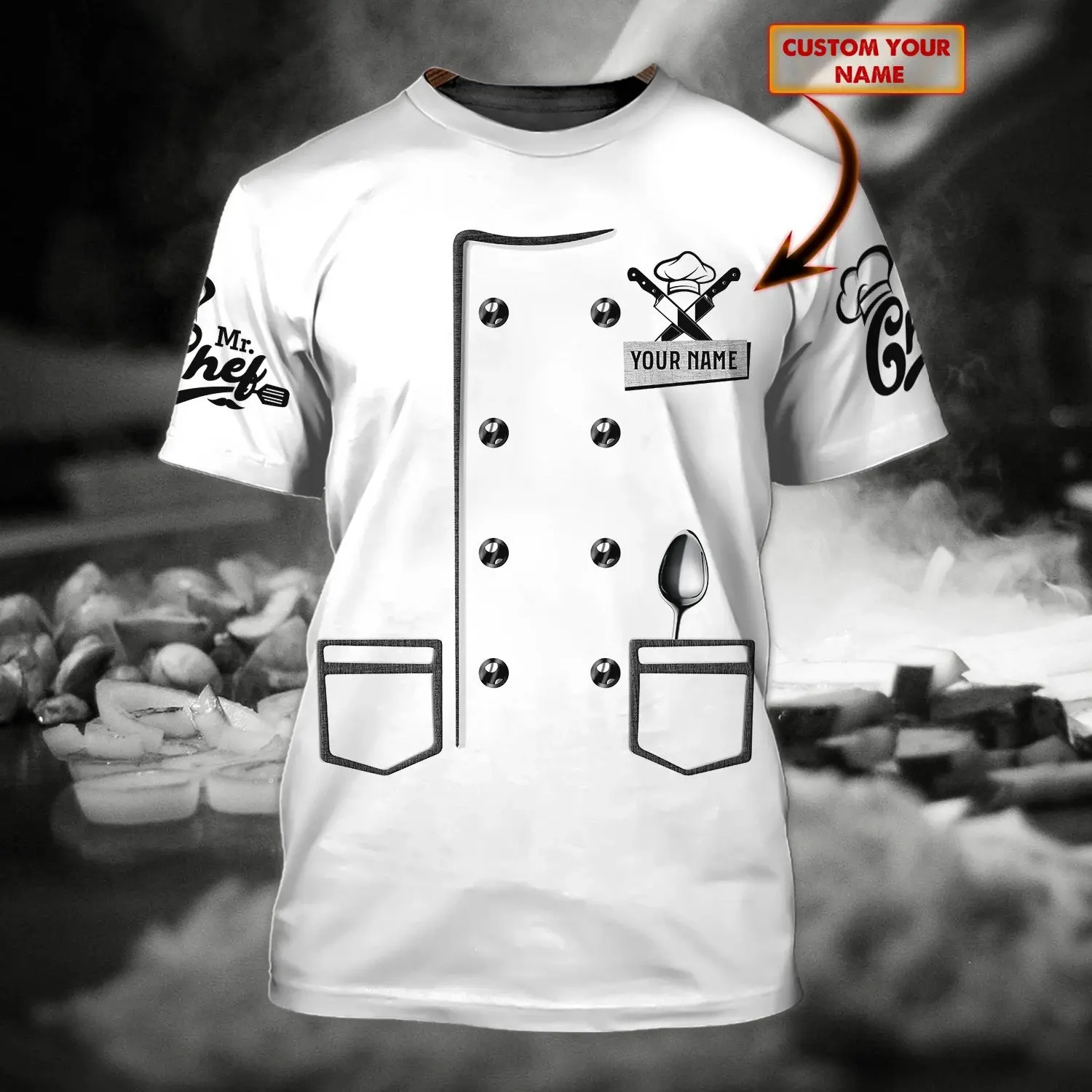 

Hot Sale t shirt Custom Name Master Chef 3D All Over Printed Mens Summer Short sleeve O-Neck Unisex Casual sports T-shirt DX18