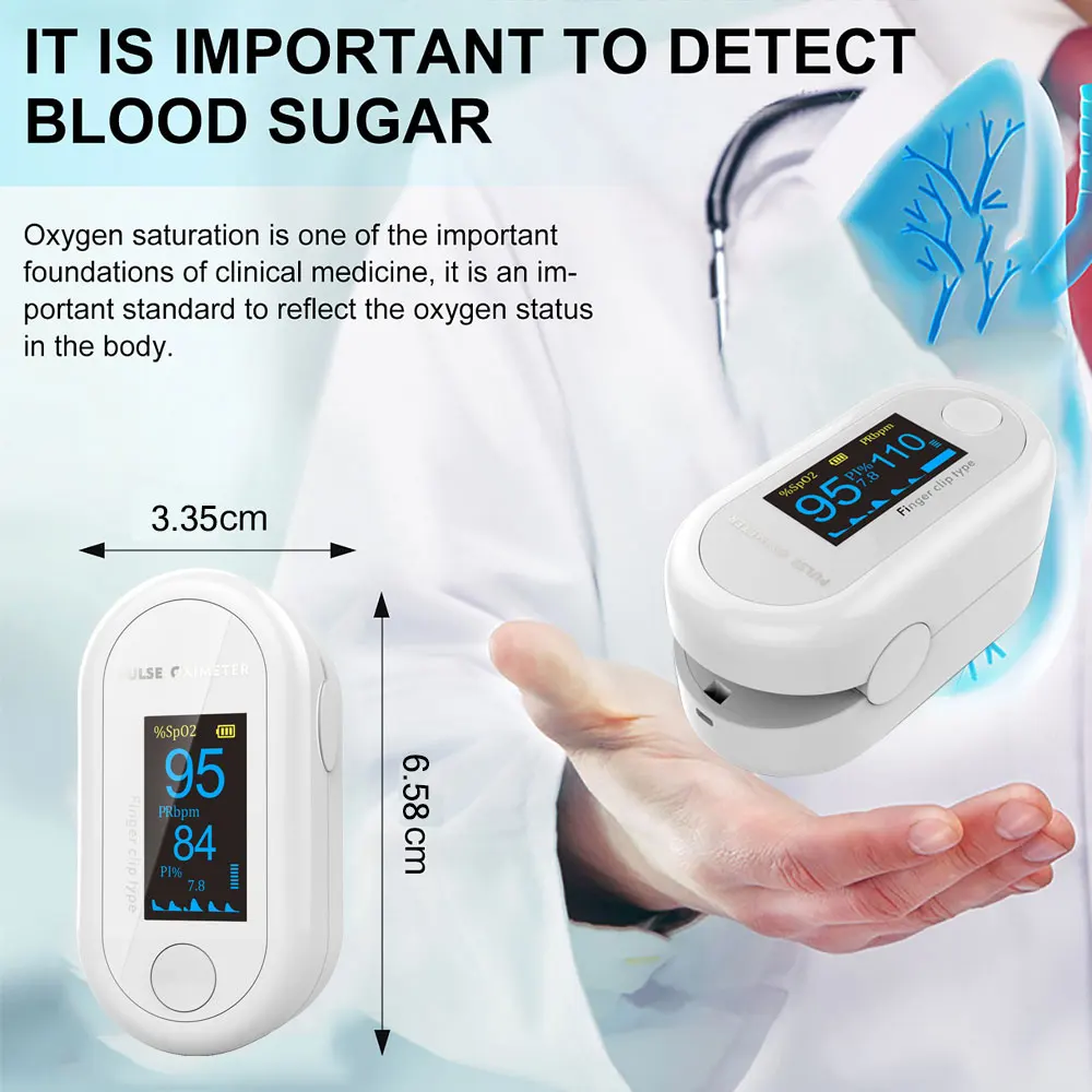 Пульсоксиметр на кончик пальца прибор для измерения пульса и уровня кислорода в