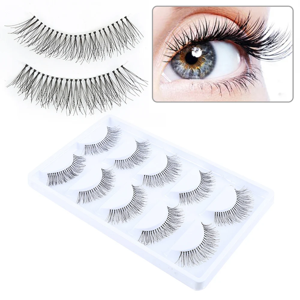 ELECOOL Soft 5Pairs/set Handmade Fiber Eyelashes Extensions Long Cross Thick Fake False Eye Lashes Maquiagem Cosmetic Tool
