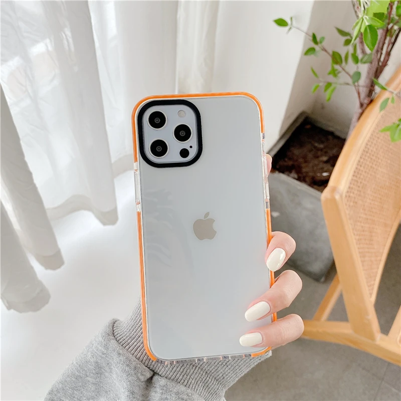 

Anti-Shock TransParent Candy Color Phone Case For iPhone 12 Mini 11 Pro XS MAX XR 7 8 Plus SE202 Soft TPU Color Back Cover Coque