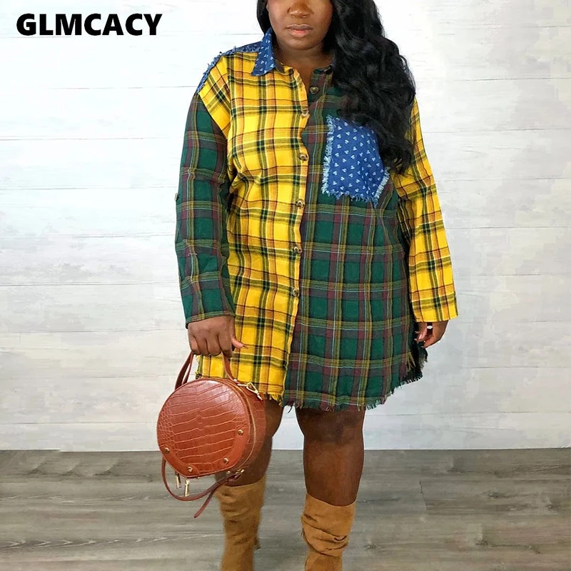 Женская клетчатая длинная рубашка с бахромой женская черная блузка длинным