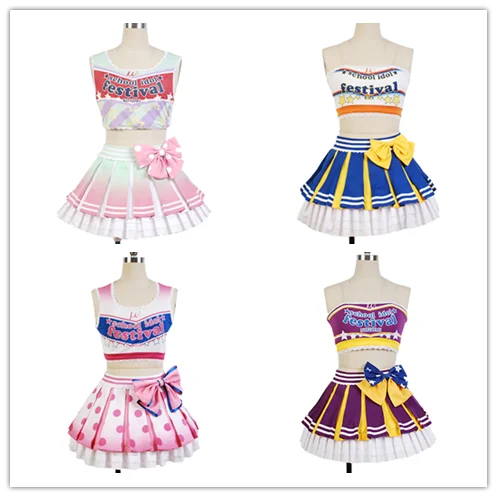 

Love Live Cheerleaders Cosplay Dress Kotori Minami Sonoda Umi Nozomi Tojo Eli Ayase Nine Girls Cheerleaders Team Halloween