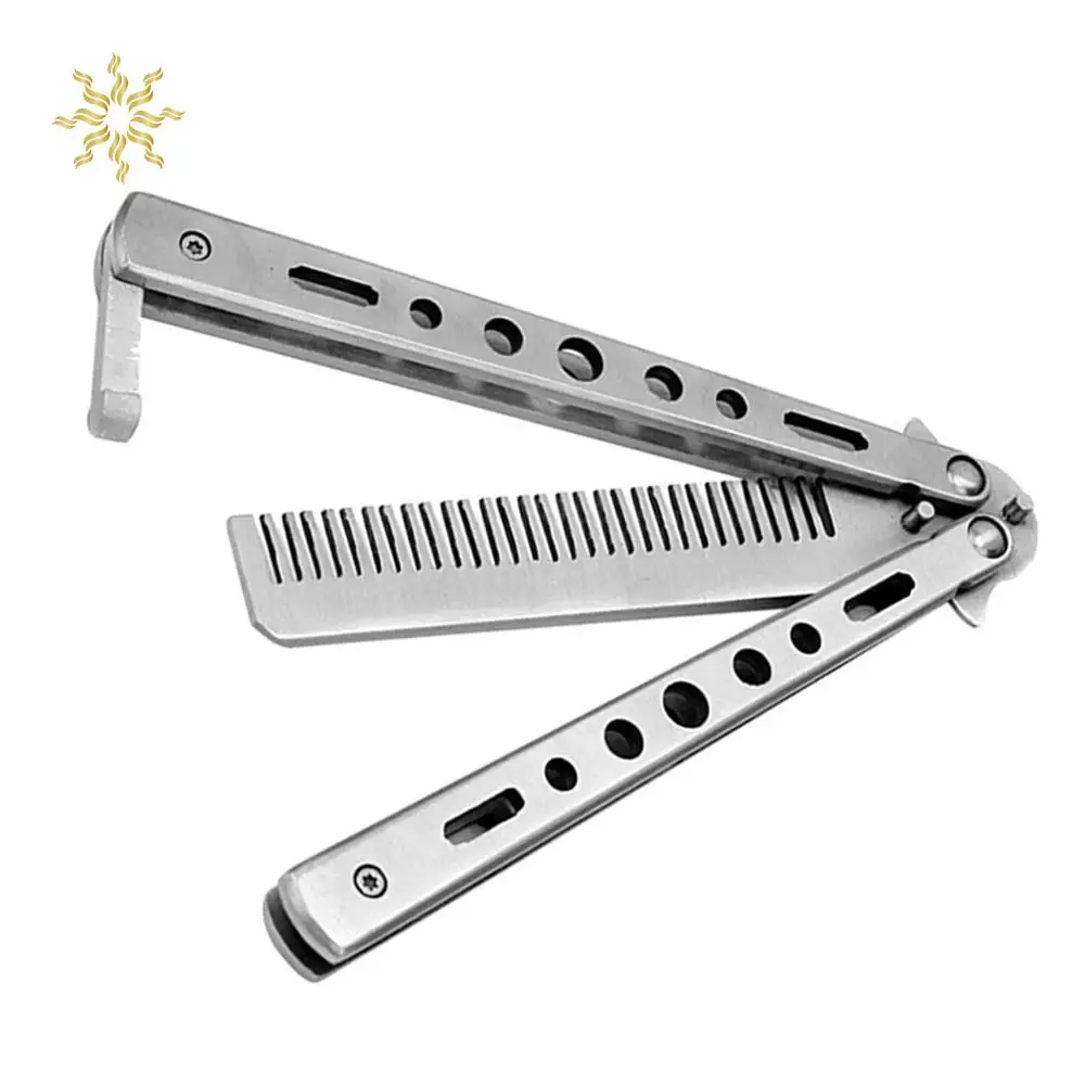 

Гребень для волос, тренировочный гребень для ножей-бабочек, тренировочный нож-бабочка, расческа из нержавеющей стали с отточенным лезвием ...