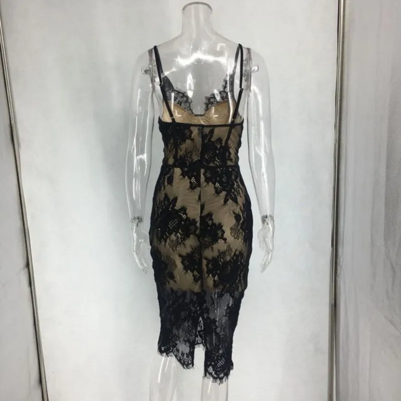 V-neck lace dress women 2020 new off shoulder black backs bodycon nightclub ladies party gandage Vestido | Женская одежда