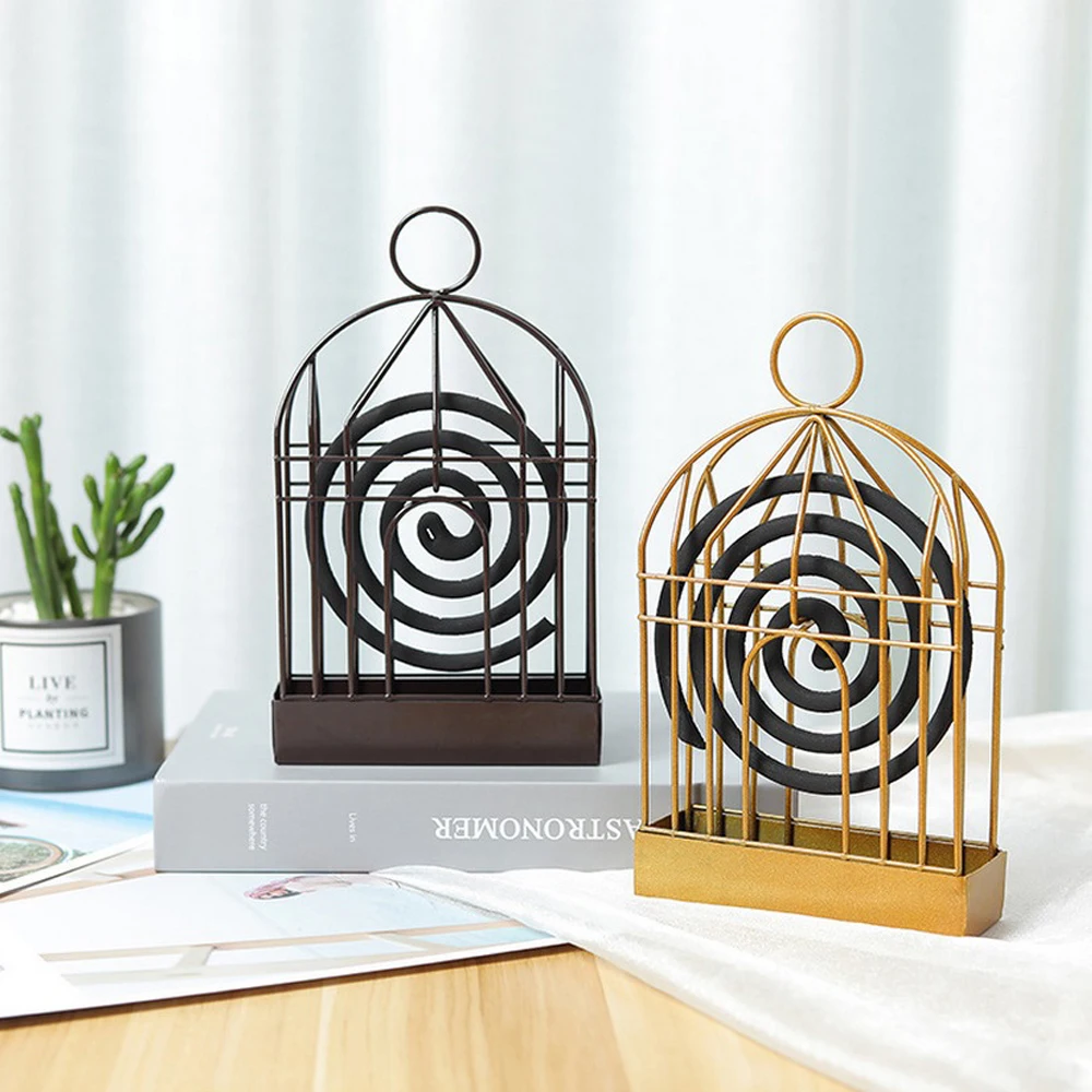 

Wrought Iron Birdcage Mosquito Repellent Incense Holder Tray Creative Mosquito Coil Holder Box Home Hotel Decor 1pcs
