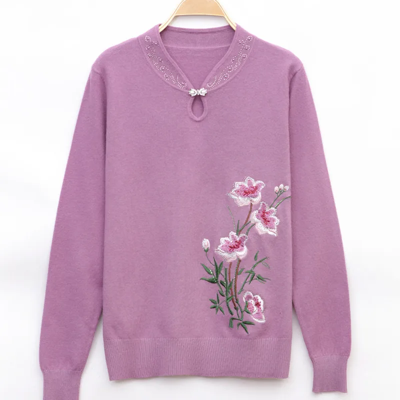 

2020 middle and old women autumn and winter new sweater mother knitted sweater loose primer shirt autumn coat
