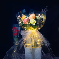 5pcsset creative flower wrapping paper with led light clear cellophane bouquet packaging film arts decorative crafts paper