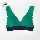 CUPSHE зеленый и темно-синий волнистый Бикини Топ для женщин сексуальный бюстгальтер с подкладкой 2022 Купальники Купальный бюстгальтер Топ