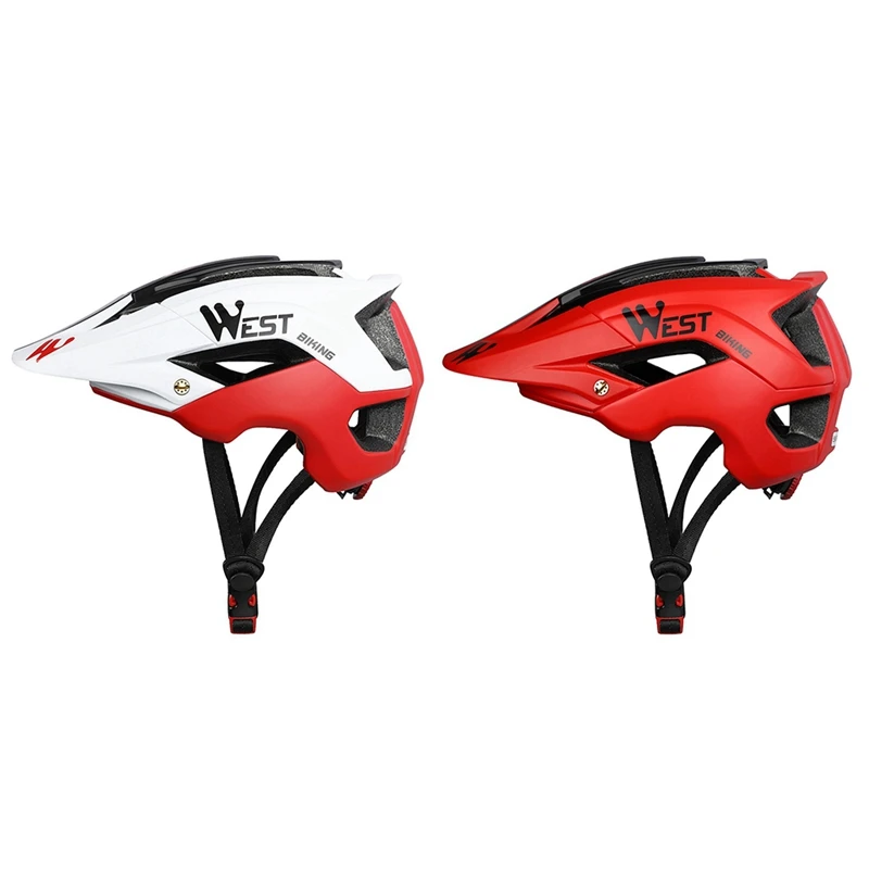 

WEST BIKING 2 Pcs Bike Helmet 56-62cm Breathable Ultralight MTB Integrally-Molded Mountain Cycling Helmet White & Red