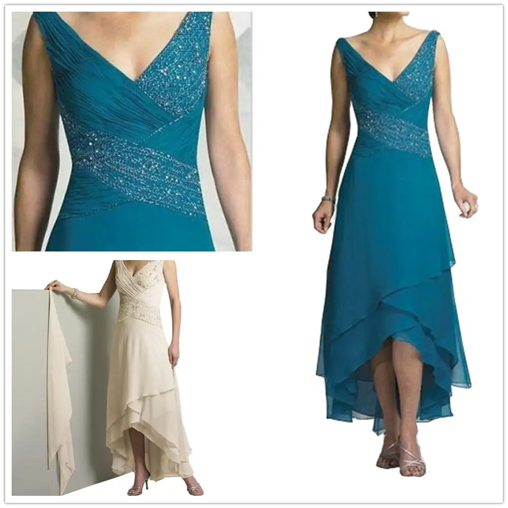 

Vestidos De Fiesta Plus Size Shoulder Straps V-neck Beading Ankle-Length Chiffon Custom-made mother of the bride dresses