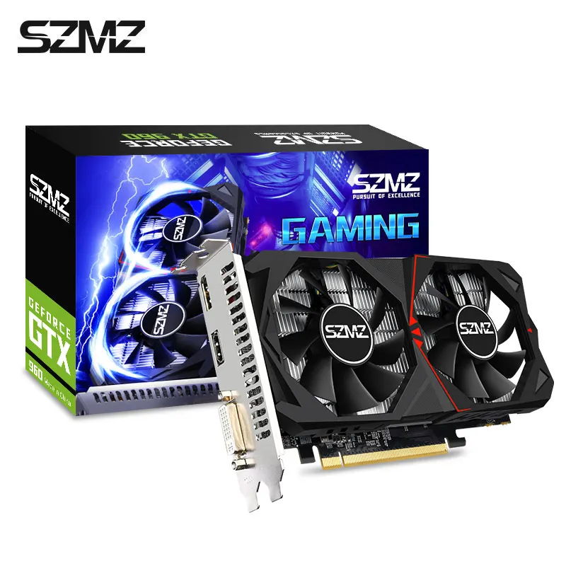 Оригинальная видеокарта SZMZ GTX960 4 Гб 2 128 бит GDDR5 графика для NVIDIA VGA GTX 960 карта Dvi и RX580