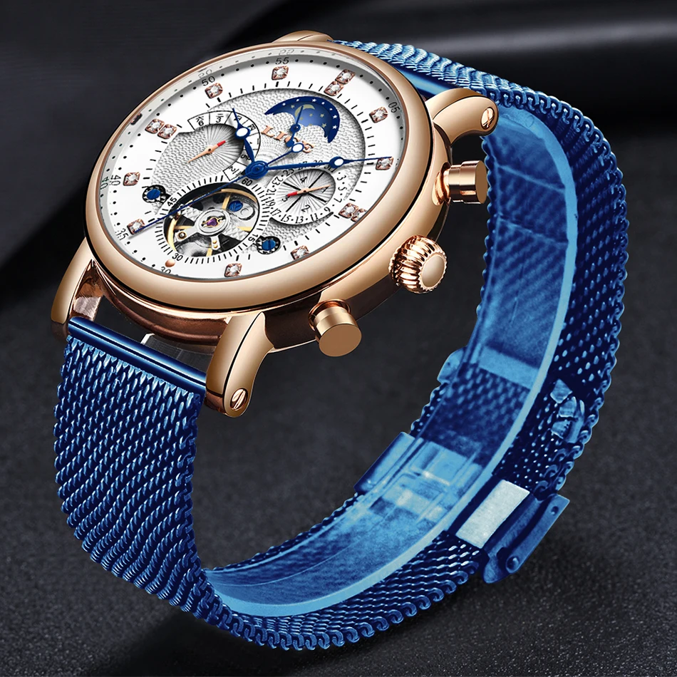 LIGE, подарок, мужские часы, брендовые, Роскошные, модные, Tourbillon, автоматические механические часы, мужские часы из нержавеющей стали, Relogio Masculino