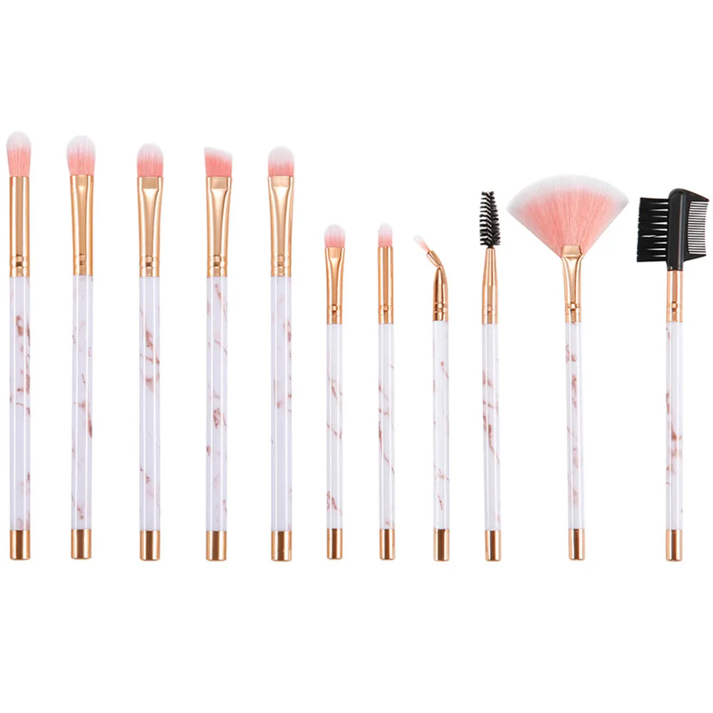 11 шт. мраморная Косметическая щетка для макияжа кисть ресниц румяна смешивание