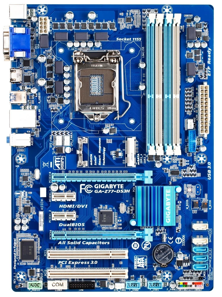 GA-Z77-DS3H  GIGABYTE LGA 1155 Intel Z77      DDR3 32  VGA DVI HDMI USB3.0 2   PCI-E X16 Core i7 i5 i3 