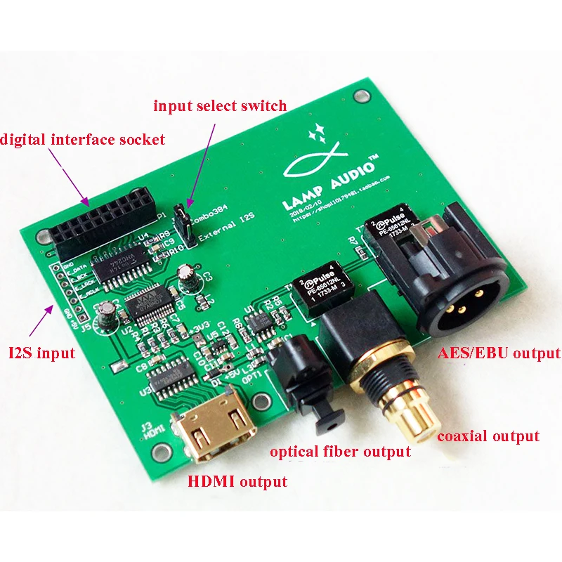Цифровой интерфейс USB I2S/IIS XMOS Коаксиальная волоконная Выходная плата SPDIF AES T1551 |