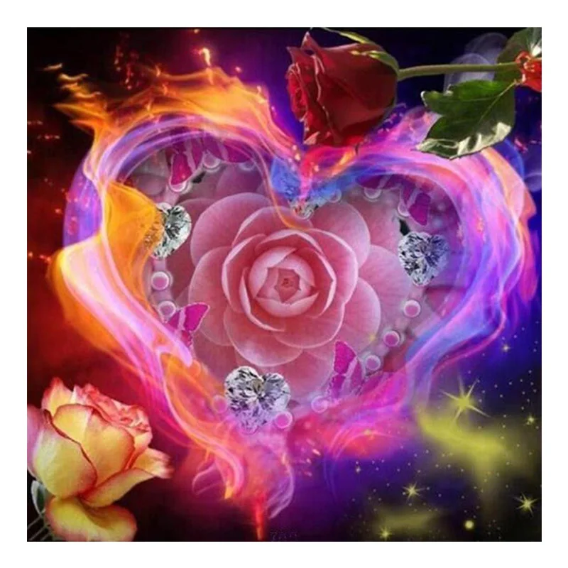

Diamond Painting Love Roses, 5D DIY Full Diamond Embroidery, Round/square Diamond Inlaid Mosaic, Cross Stitch Gift Art