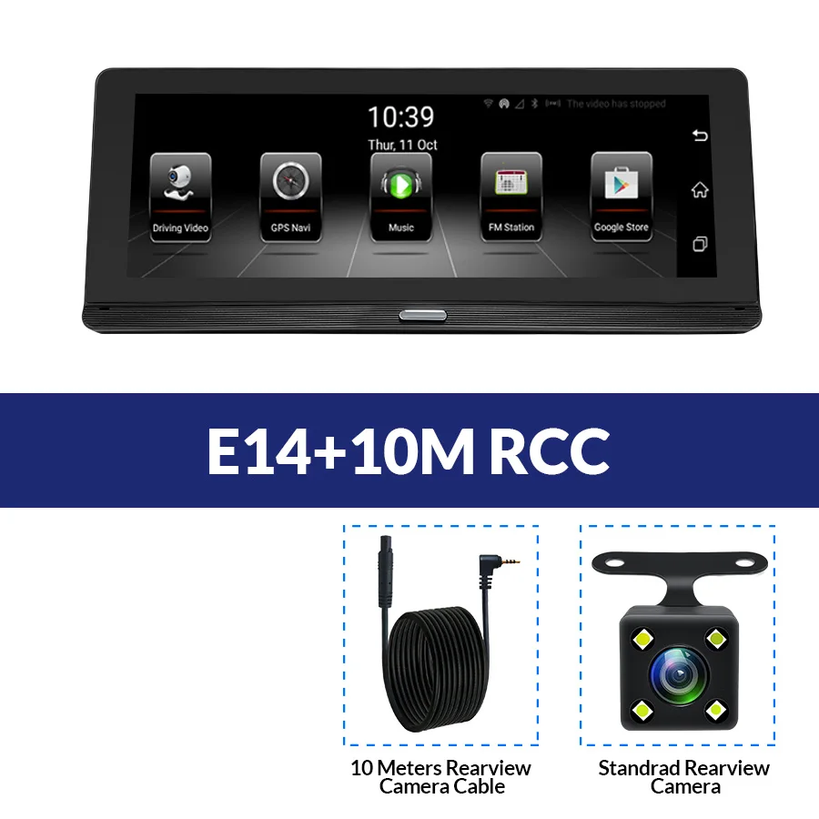 E-ACE E14 Автомобильный видеорегистратор 4G Android Dash Camara 8,0 дюймов видео рекордер gps навигация Dashcam ADAS Авто регистратор с камерой заднего вида - Название цвета: E14-10M RCC