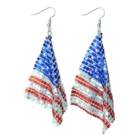 patriotic metal sequin flag earrings for women golden aluminum sheet retiform mixed metal drop earrings independence day jewelry