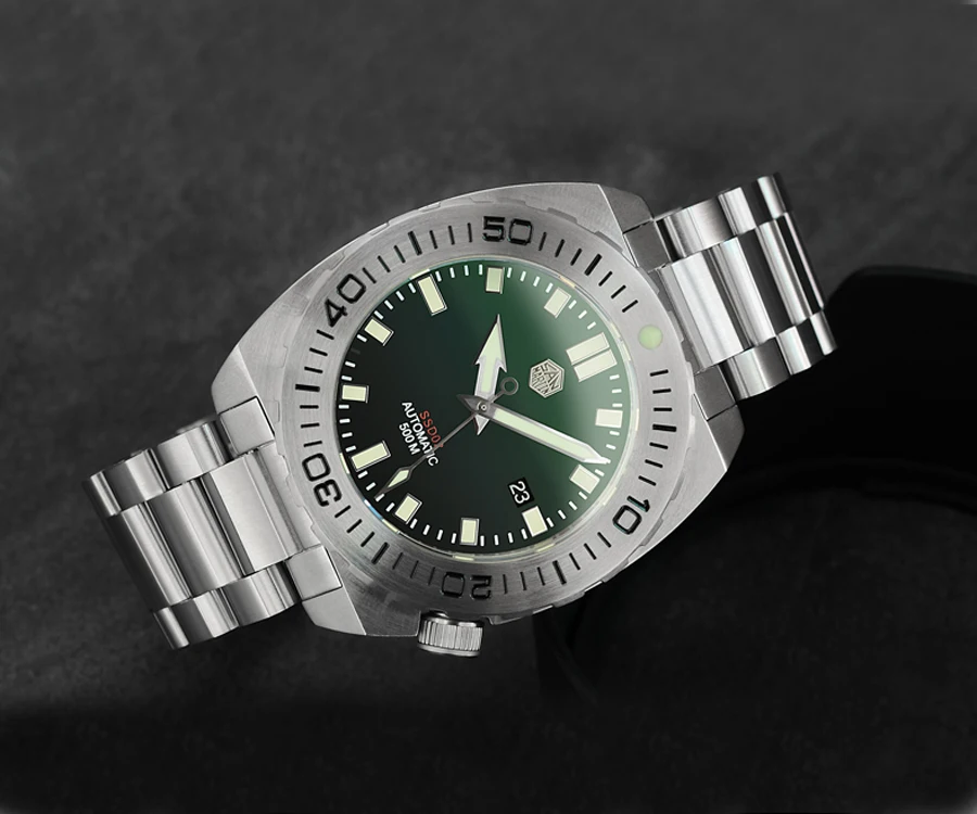Мужские часы Lugyou San Martin Deep Sea Diver, автоматический Сапфир, водонепроницаемость 500 м, светящаяся нержавеющая сталь, ограниченная серия
