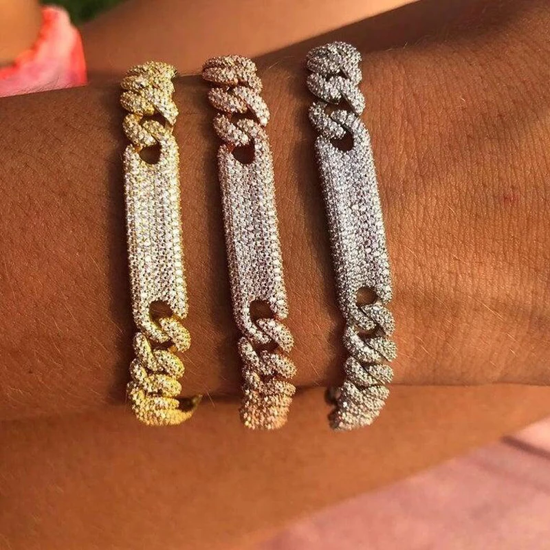 2021 высококачественный хип-хоп микро-паве cz Майами кубинская цепочка bar charm