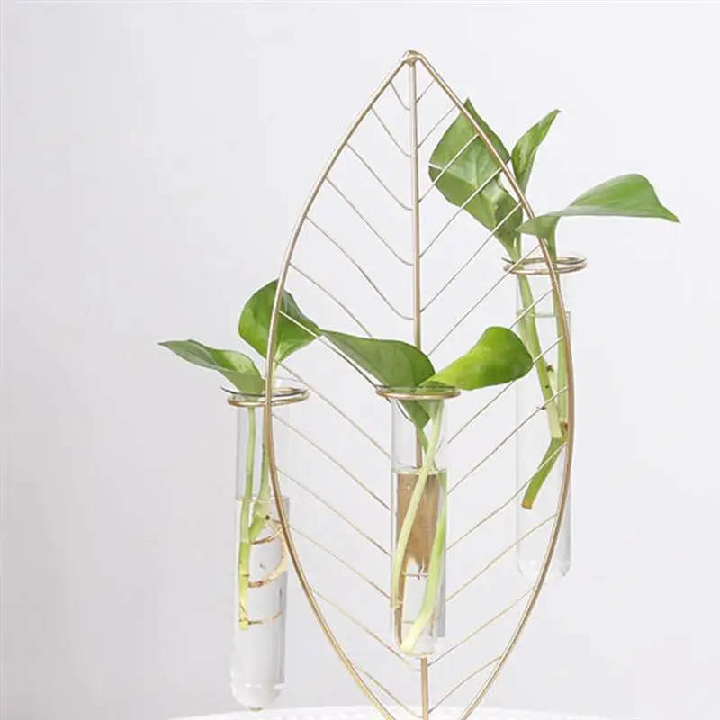Стеклянная ваза креативная тестовая трубка в форме листа железная для цветов