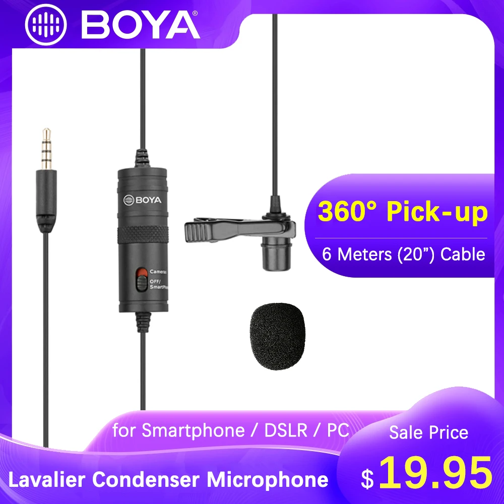 BOYA BY M1 всенаправленный конденсаторный петличный микрофон для iPhone HUAWEI смартфонов