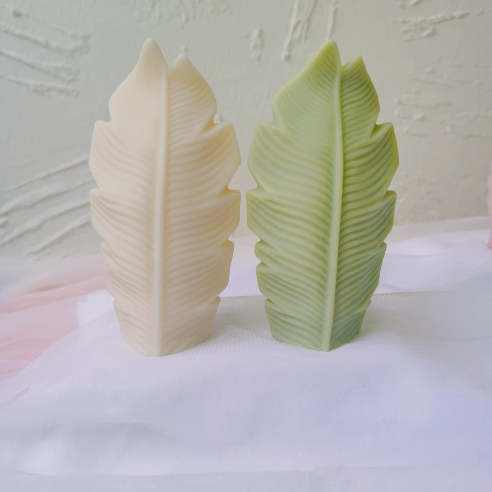 Molde de vela con forma de hoja &uacute;nica 3D, molde de vela de silicona para yeso de aromaterapia-4