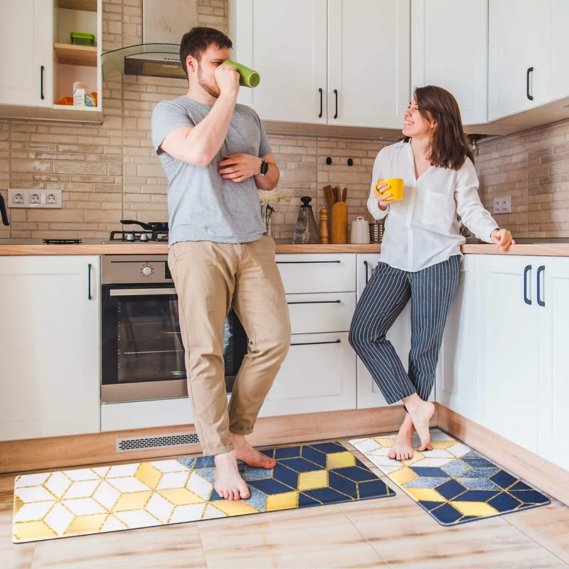 

Kitchen Rug Set,2 Piece Anti-Fatigue Floor Mat Waterproof Non-Slip Standing Mat Ergonomic Comfort Floor Mat Rug for Home