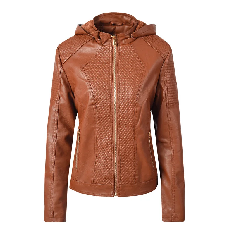 Женская мотоциклетная куртка из искусственной кожи с мехом пальто на молнии