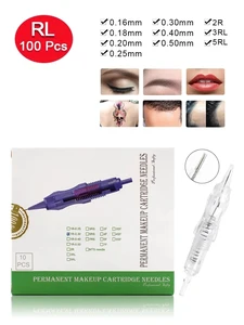 Иглы Biomaser Профессиональные с винтовыми картриджами для машинки для перманентного макияжа, 1R,2R,3RL,5RL 3RS, 100 шт.