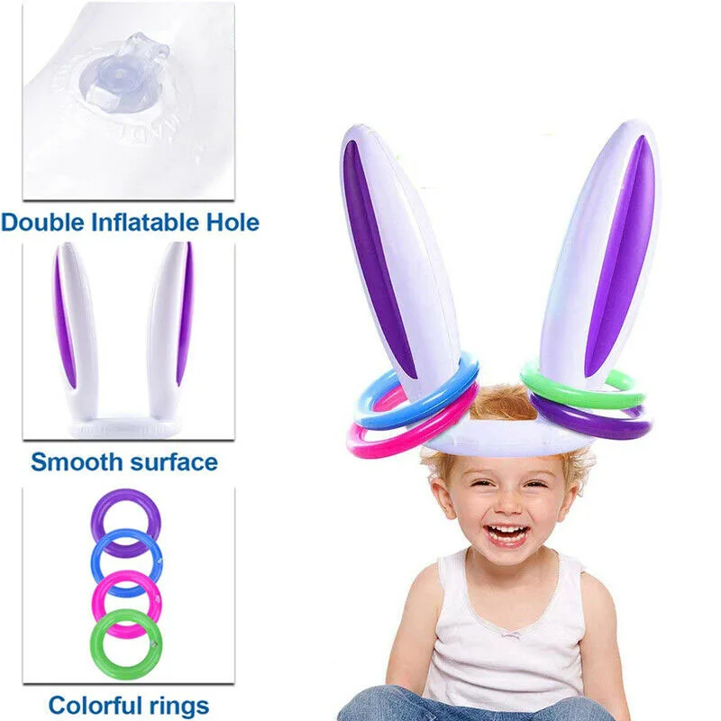 Inflatable Bunny Ears Game Hoop Kids Hoopla Easter Egg Rabbit Hat Ring Toss Family Party Toy Gift | Игрушки и хобби