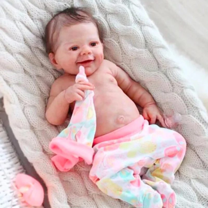 

NPK DIY Popular reborn doll kit April smiley face very soft touch fresh color unpainted unfinished doll parts
