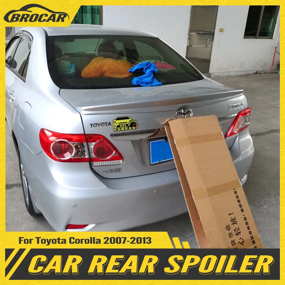 

BROCAR для Toyota Corolla 2007-2013 Черный спойлер для заднего багажника Высокое качество ABS Материал грунтовка цвет украшение для заднего крыла автомоби...
