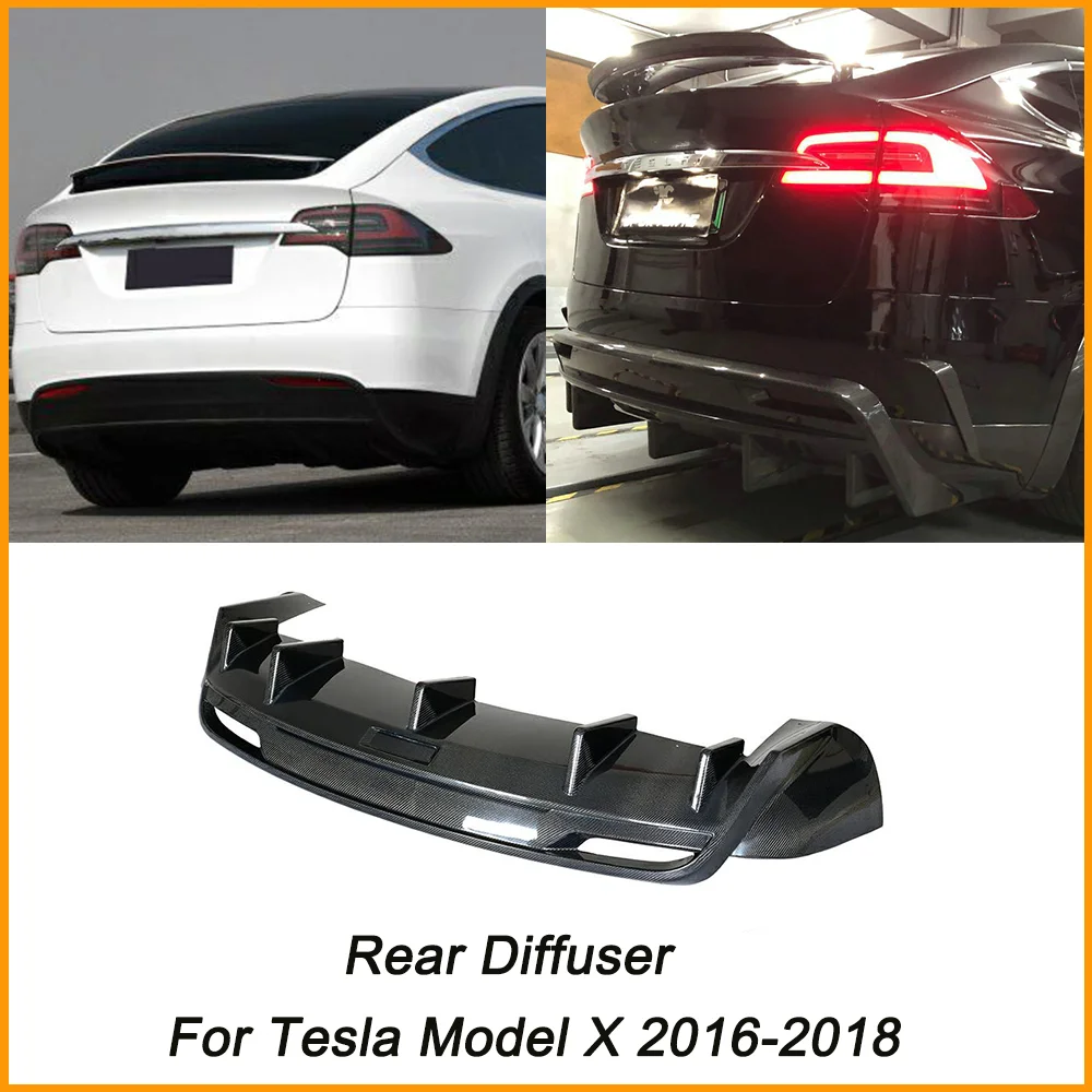 

Комплект для тела Tesla Model X, Автомобильный задний диффузор из углеродного волокна, бампер, спойлер для губ 2016-2018