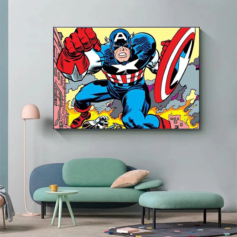 Постеры и принты на холсте с изображением супергероев Марвел Мстителей Капитана