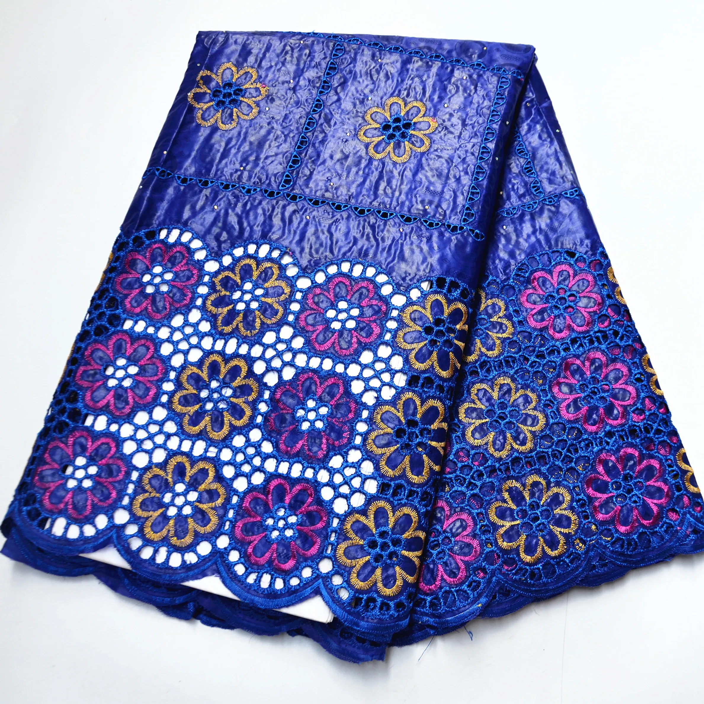 

African Bazin brocade fabric wedding bazin lace high quality 5yards nigerian bazin cotton lace fabric for dress