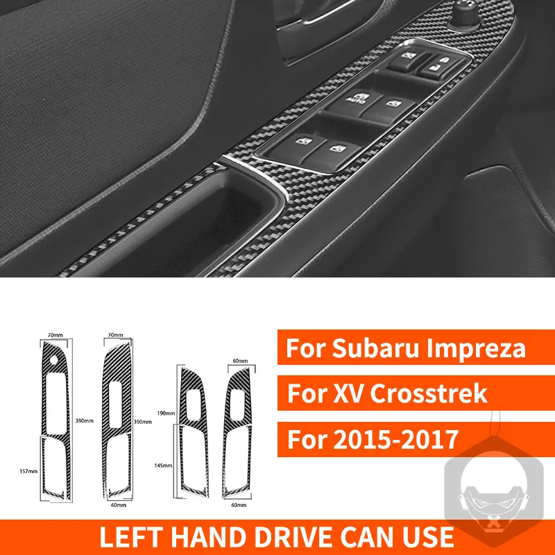

Для Subaru Impreza WRX XV Crosstrek 2015 2016 2017, наклейки на панель управления окном из углеродного волокна, дверной замок, автомобильные аксессуары