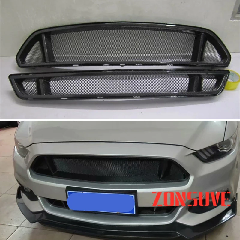 

Body Kit Front Bumper Cover Refitting Grill Accessories Carbon Fibre Racing Grille Use For Ford Mustang 2015--2017 Year