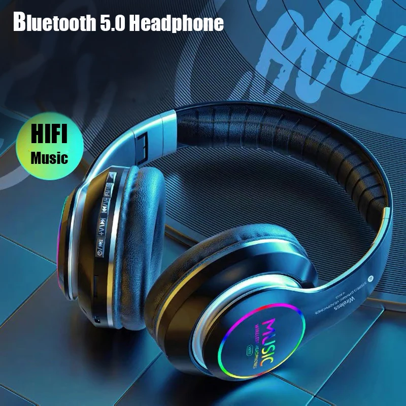 Стерео Bluetooth 5,0 наушники беспроводные наушники Спортивная гарнитура Портативные модные игровые наушники для ПК телефона 3,5 мм аудио